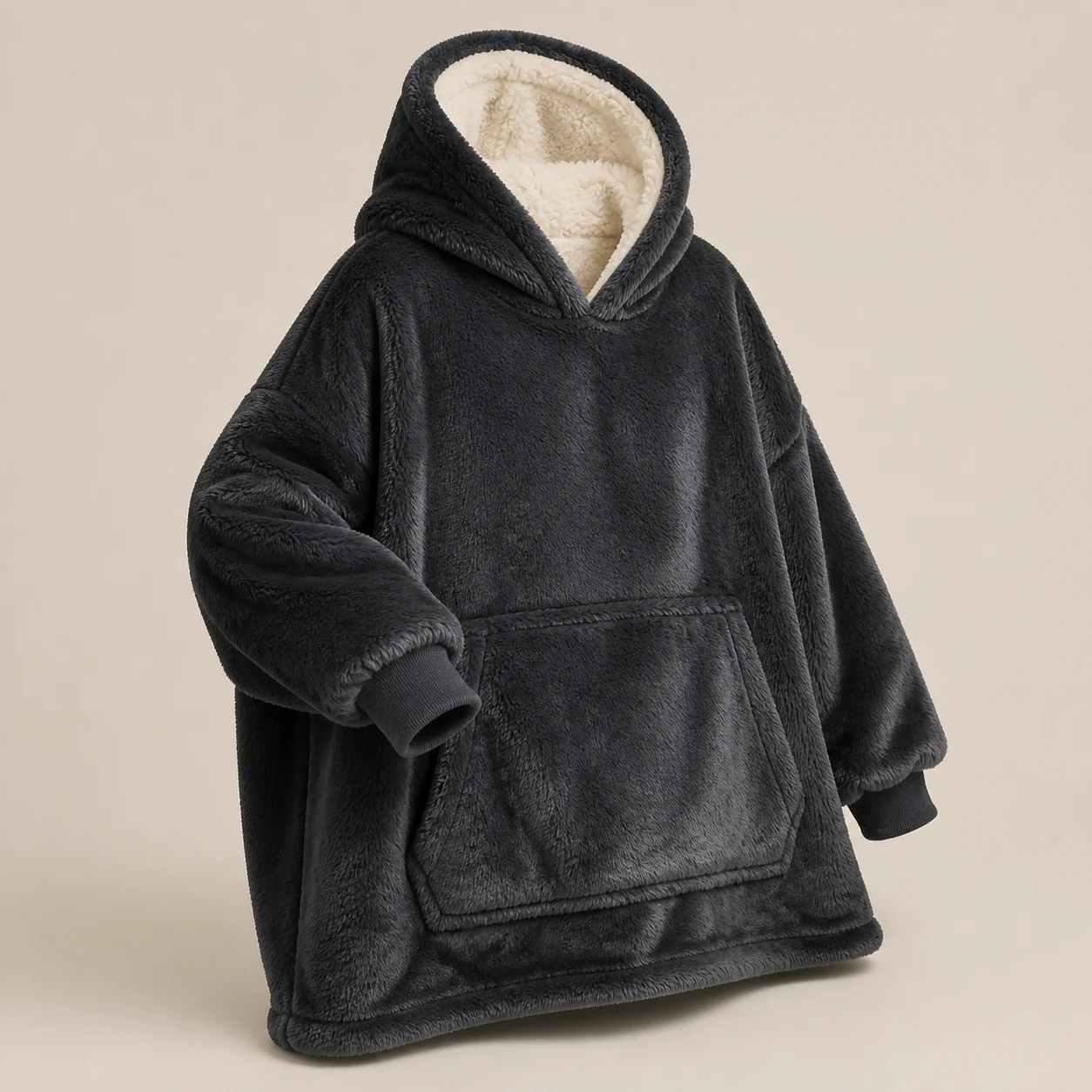 Anthrazitfarbene BEDSURE Hoodie-Decke 95 × 85 cm