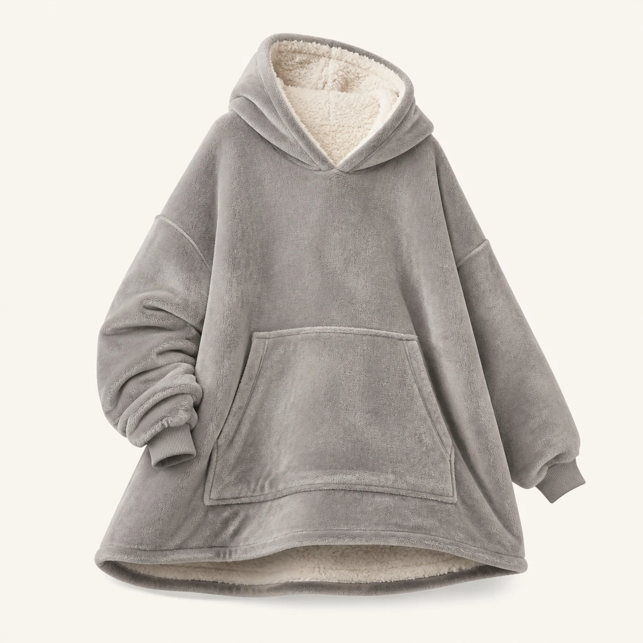 Graue BEDSURE Hoodie-Decke 95 × 85 cm mit Kapuze und Fronttasche