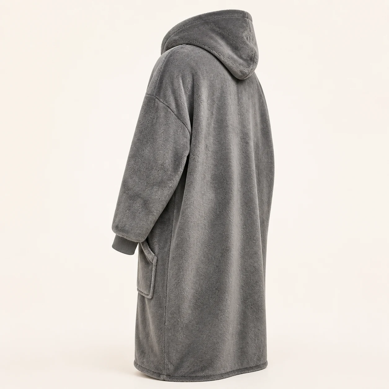 Lange graue BEDSURE Hoodie-Decke 129 × 75 cm