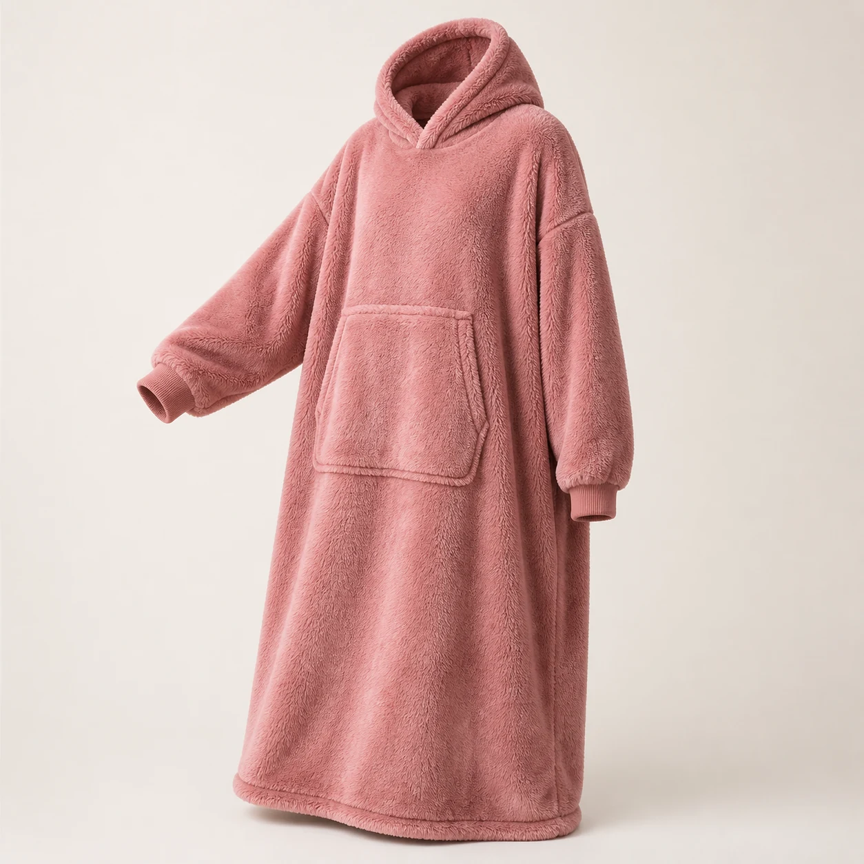 Lange rosa BEDSURE Hoodie-Decke 129 × 75 cm