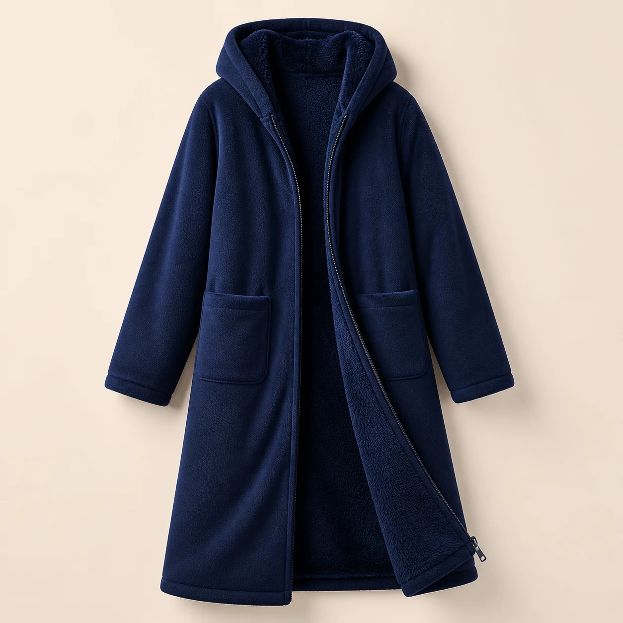 Navyblaue FEELJAM Hoodie-Decke mit Reißverschluss und Taschen