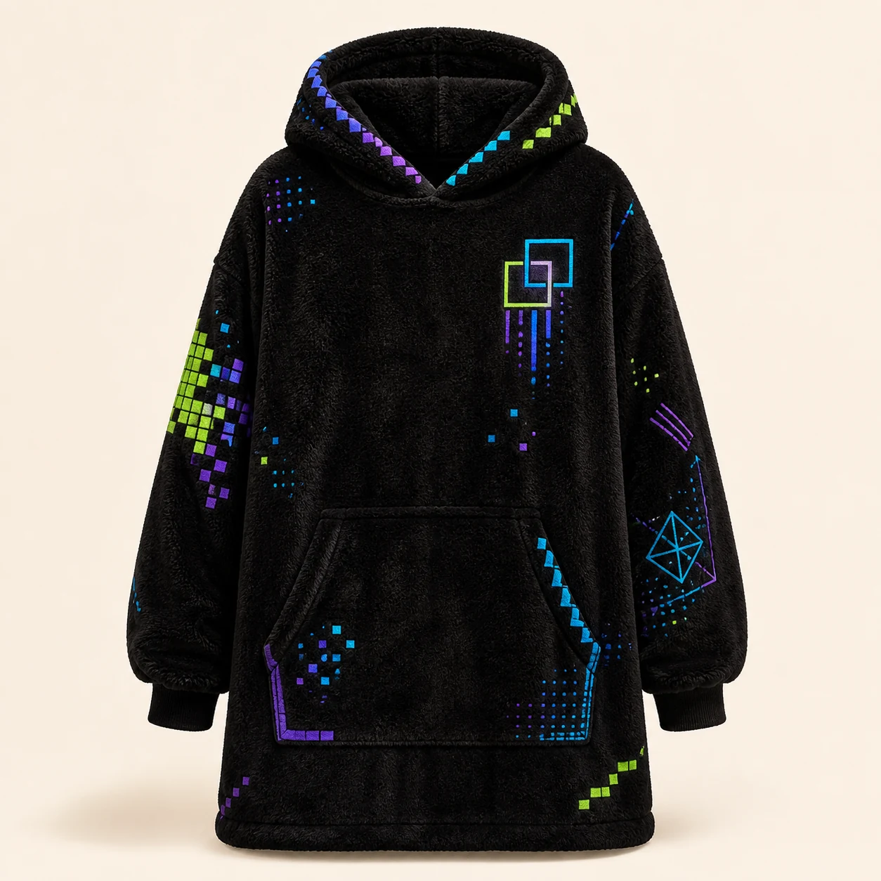 Schwarze bedruckte Gamer-Hoodie-Decke für Teenager