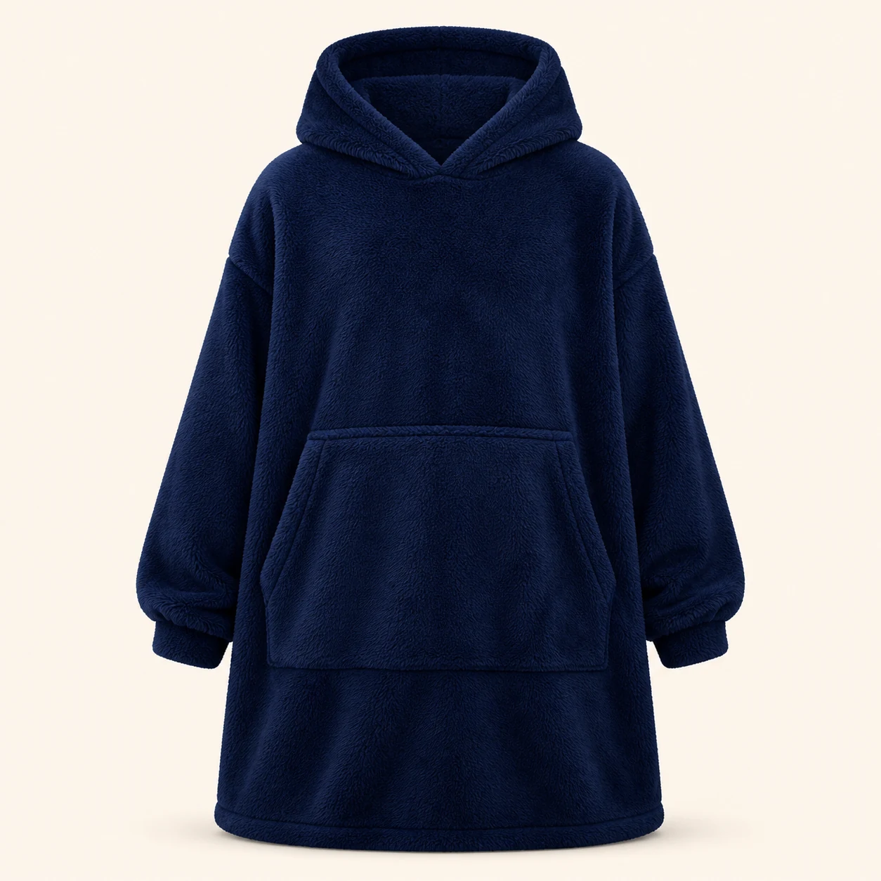 Dunkelblaue Kinder-Hoodie-Decke mit Kapuze und großer Tasche
